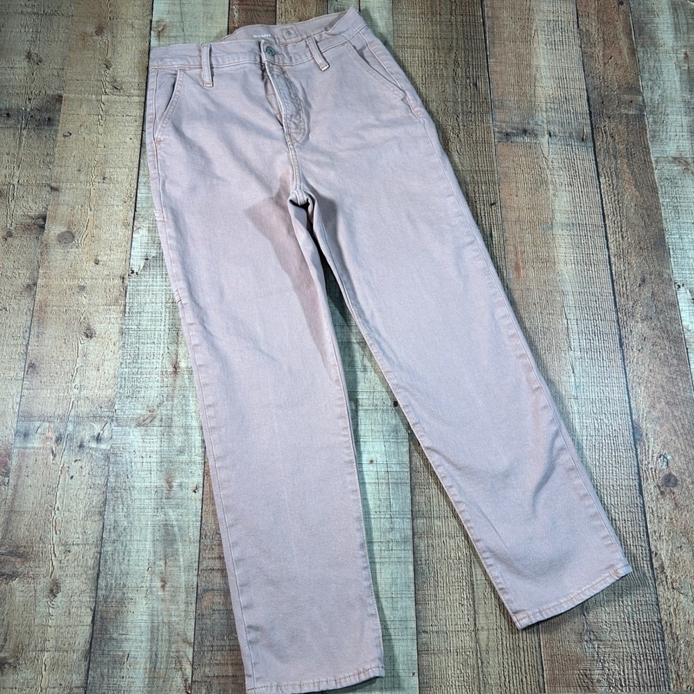 Old Navy Mauve Pink Sky-Hi Straight Extra High Rise Carpenter Pants Womens 6